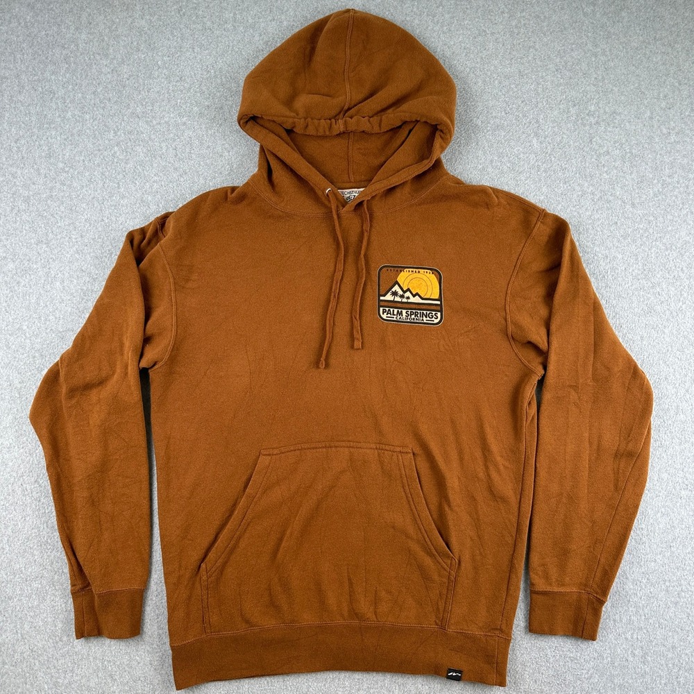 Hoodie Mens Large Brown Palm Springs California Graphic Pullover